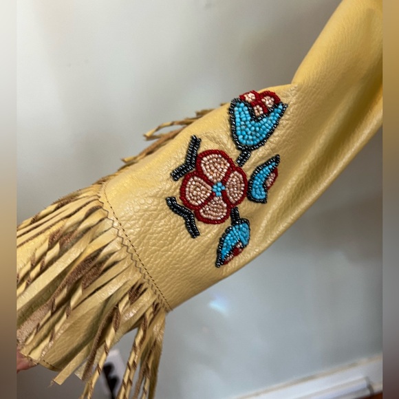 Double D Ranch leather jacket. Beadwork & fringe. Western style couture. - Picture 13 of 13